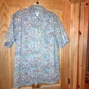 NWOT Orton Bros Camp Shirt Paisley Funky Floral 100% Cotton Men's Button Down XL